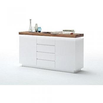 MCA Sideboard »Romina«, Eiche massiv, weiß, LED dimmbar, Fernbedienung
