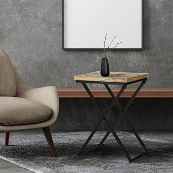 Mesa de Centro Rústica Beino 48x35x63cm Madera Maciza Mango Diseño Tallado