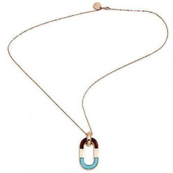 Collar Pertegaz PER2709 colección Lúxor colgante oval de metal bañado en rosado con piedras