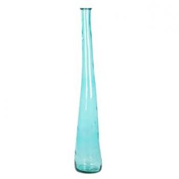 Vase DKD Home Decor 18 x 18 x 120 cm Himmelsblau aus gehärtetem Glas