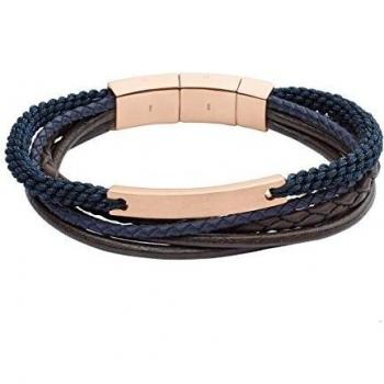 Fossil Bracciale da Uomo in Pelle/Acciaio Inossidabile