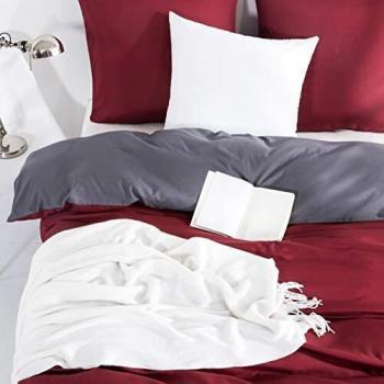 Aisbo Red/Dark Grey Reversible Duvet Bedding Set – Super King, 3 Pack