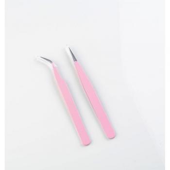 Set Premium Cils : 2 Outils en Acier Rose + Pince à Épiler