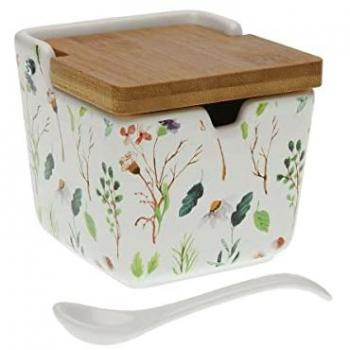 Azucarero Cerámico Versa Sansa Flores 8,8 x 8,5 x 8,8 cm