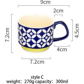 Ceramic Retro Flower Mug 300ml