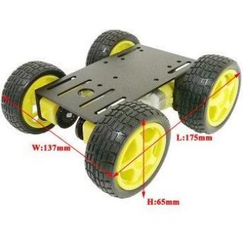Kompaktes 4WD Roboterchassis aus Metall und Kunststoff