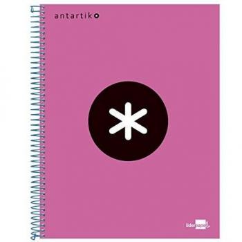Cuaderno Antartik A4 Espiral 120 Hojas Cuadro 5mm Tapa Forrada Rosa