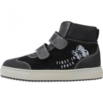 Botas Garvalin para Niño en Color Negro con Dibujos y Cierre de Velcro