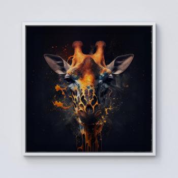 Golden Giraffe Splash Print – 10 Square Canvas in Yellow