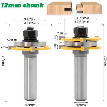 2pcs 12mm Shank Woodworking Router Bits for T-Slot
