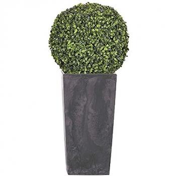 Vaso in Plastica 35 l Antracite Effetto Quadrato con Serbatoio 55x29,5x29,5 cm