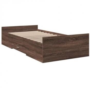 VidaXL Space-Saving Bed Frame with Drawers Brown Oak 75x190 cm