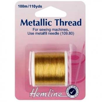 Hemline Metallic Thread: 100m: Gold , Freepost U.K
