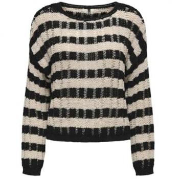 Only Jersey Capri LS cuello o-neck con detalle KNT negro/pumice mujer
