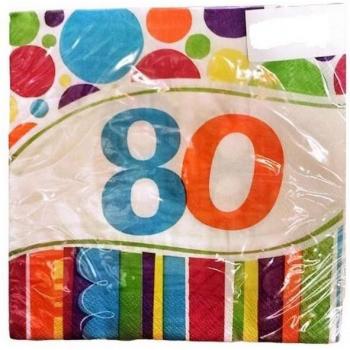 80ste Verjaardagsfeest Servetten (Verpakking van 18) One Size zwart