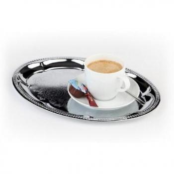 APS Chrome-Plated Stainless Steel Oval Tea Tray, 300 mm