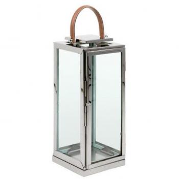 Fink 127242 Zambia LED‑Lichtkette: Ledergriff, Edelstahl‑Korpus, silber, 45 × 18 ×