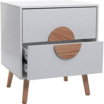 Nachttisch MCW N89 – elegante Melamin‑Holzschublade, weiß