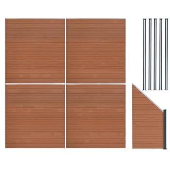 FuryFence 4‑Component Composite Panel Kit – Angled, 5 LED Posts (Unisex Brown)