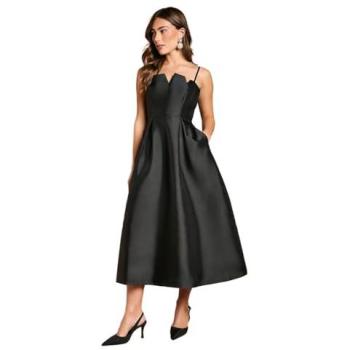 Coastal Black Notch Neck Midi Twill