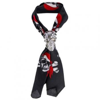 Cravate Bague Crâne Argentée Pirate pour Adulte