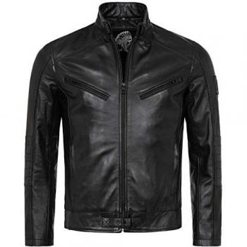 Rock Creek Vintage Lederjacke Schwarz Regular Fit