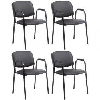 Set 4 sedie Ken Pro in similpelle nera con braccioli