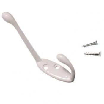 Single Hat and Robe Coat Hanger Metal White + Screws (24 Pack)