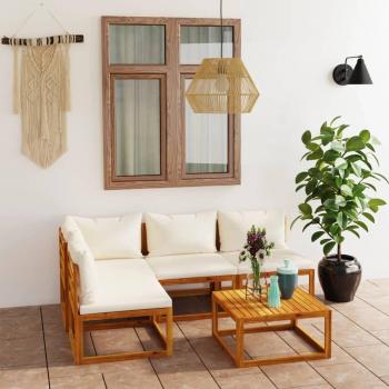 VidaXL Salon de Jardin en Bois d'Acacia 5 pcs avec Coussin Crème