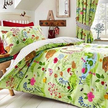 Bluebell Woods Woodland Animals Bedding in Green: Single Duvet Cover & Pillowcase Set