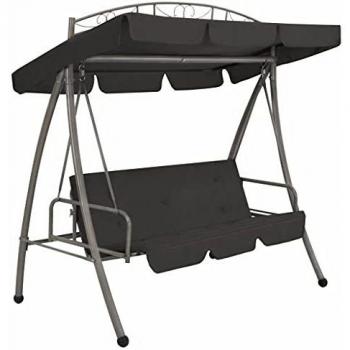 Panchina a Dondolo con Ombrellone Antracite 198x120x205 cm in Acciaio