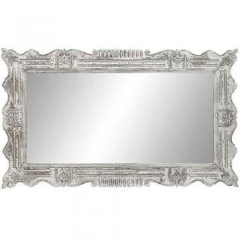 Miroir mural contemporain en verre doré, support bois de manguier – 148 × 3 × 87 cm