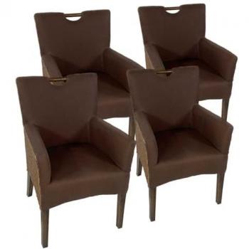 Rattan Armlehner Sessel Set 4 Stück Bilbao für das Esszimmer