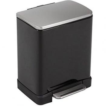 EKO E-Cube Recycling Bin, Black Stainless Steel, 10+9L