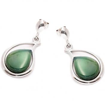 Boucles d'oreilles 'Meghan' in Argento con Agata Verde