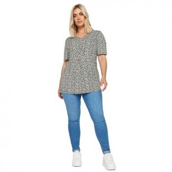 Weites Damen-Oberteil in Schwarz und Weiß mit abstraktem Muster – Yours Curve & Plus Size