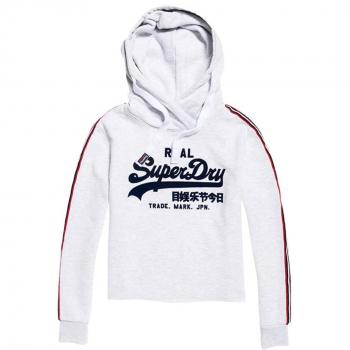 Superdry Damen College Crew Pullover mit Vintage Logo, Grau