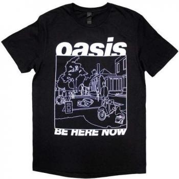 Oasis Black Adult Tee – Strichzeichnung „Be Here Now“, Unisex