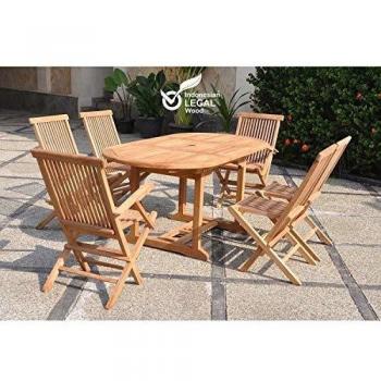 Set Tavolo e Sedie Ovale in Teak per Giardino