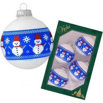 Glasglanz Weihnachtskugeln mit Schneemannband