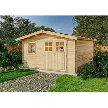 Abri de jardin 4x4m Valeria-28 Alpholz en sapin brut avec fenêtre