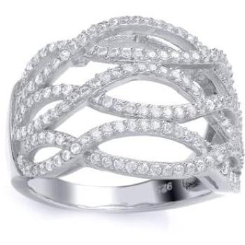Eternity Sparkle: Silver CZ Fancy Crossover Ring – Model GVR704