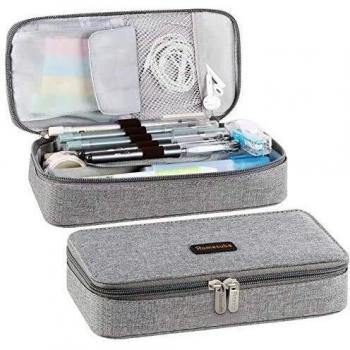 Big Capacity Grey Pencil Case – Homecube 22x11x5.5 cm Marker & Pen Organizer
