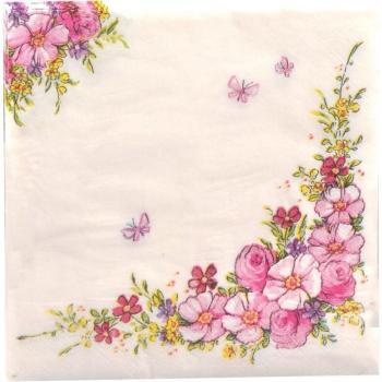 Serviettes Fleurs Rosées 33 cm
