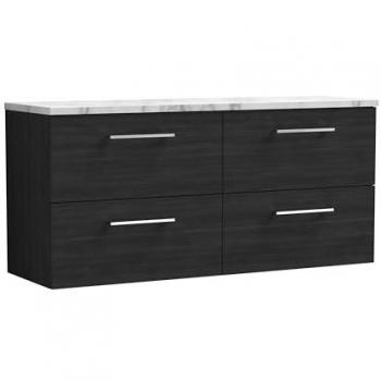 Charcoal Black Wall Hung 4-Drawer Vanity Unit with Carrera Marble Worktop