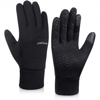 Coskefy Thermo Laufhandschuhe Winddicht Schwarz für Herren und Damen