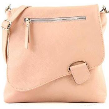 Modamoda T146 Pastellrosa Leder-Umhängetasche – Italienische Eleganz