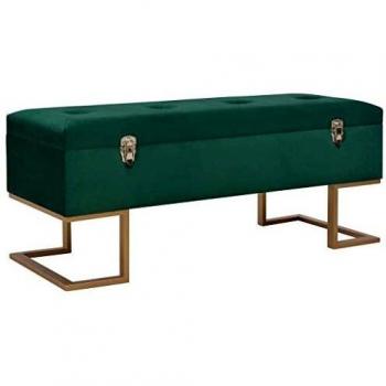 Green Velvet Bench with Storage 105 cm