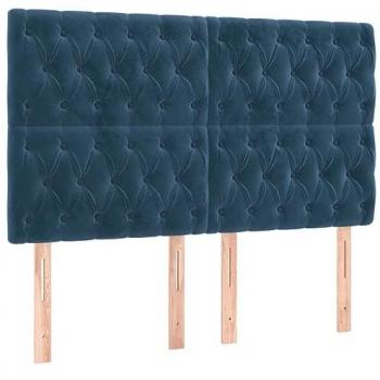 Cabecero con luces LED en terciopelo azul oscuro 160x7x118/128 cm