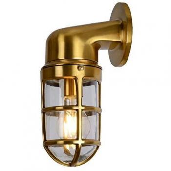 Dudley Retro Wall Lantern Light Outdoor Matt Gold Brass